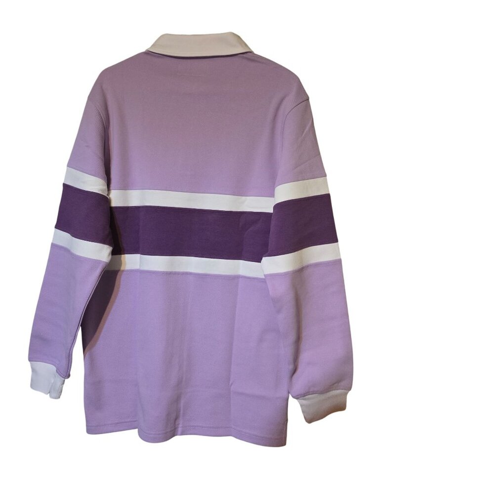 Bogey Boys Men's MD Golf Purple/White Striped Long Sleeve Polo Shirt Outdoorsy - Picture 4 of 9